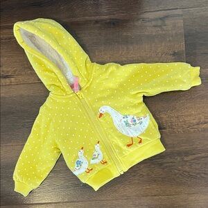 Baby Boden Polka Dot Hoodie with Duck Appliqué Size 3-6 Months